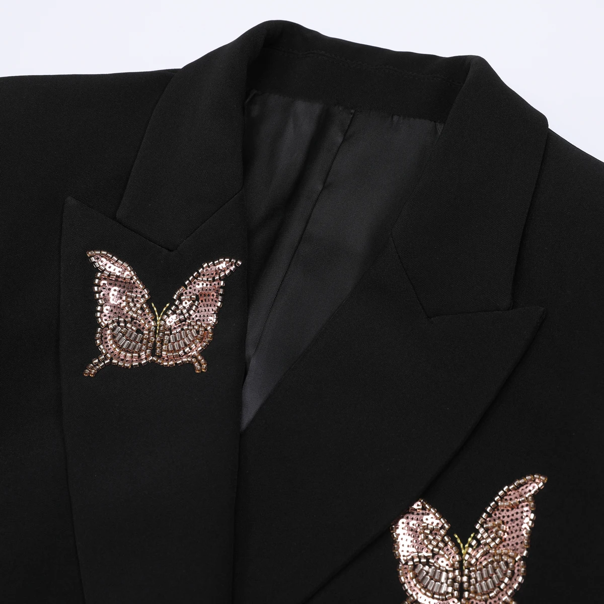 25309 alta qualidade primavera outono novo embelezado bordado borboleta blazer jaqueta + semi-saia conjunto de duas peças feminino