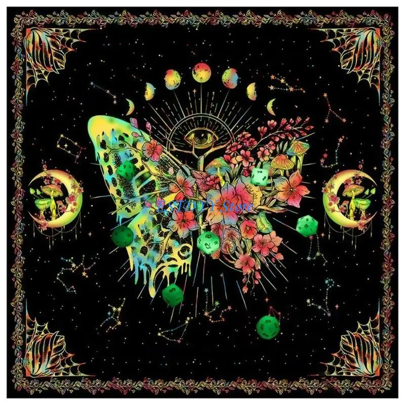 

G6DE Astrologys Divinations Tapestry Butterfly Moon Tarots Tablecloth Altars Cloth
