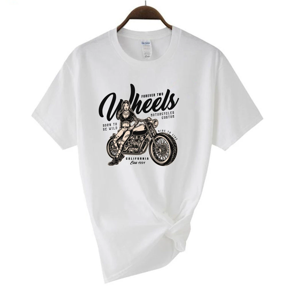 Womens Biker Cotton Tshirts Girl Just A Girl Who Loves Tattoos And Motorcycles Harajuku Women Shirt Kawaii Fashion Tee Tops