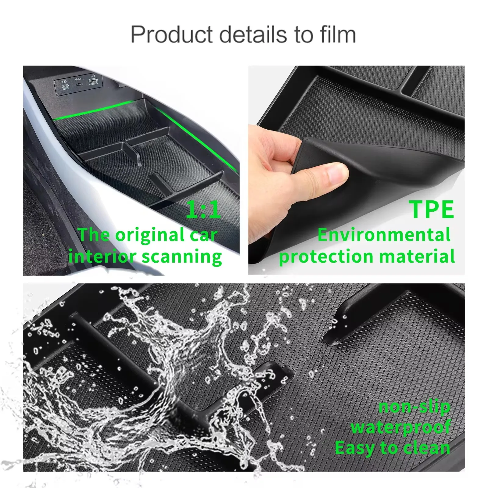 for BYD Seal EV Central Armrest Lower Layer Storage Box TPE Car Center Console Tray Organizer Accessories