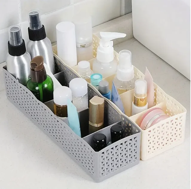 

1pc Stackable Drawer Style Organizer Storage Box Multi Grid Hollow Plastic Storage Box Suitable For Socks Underwear Organizer