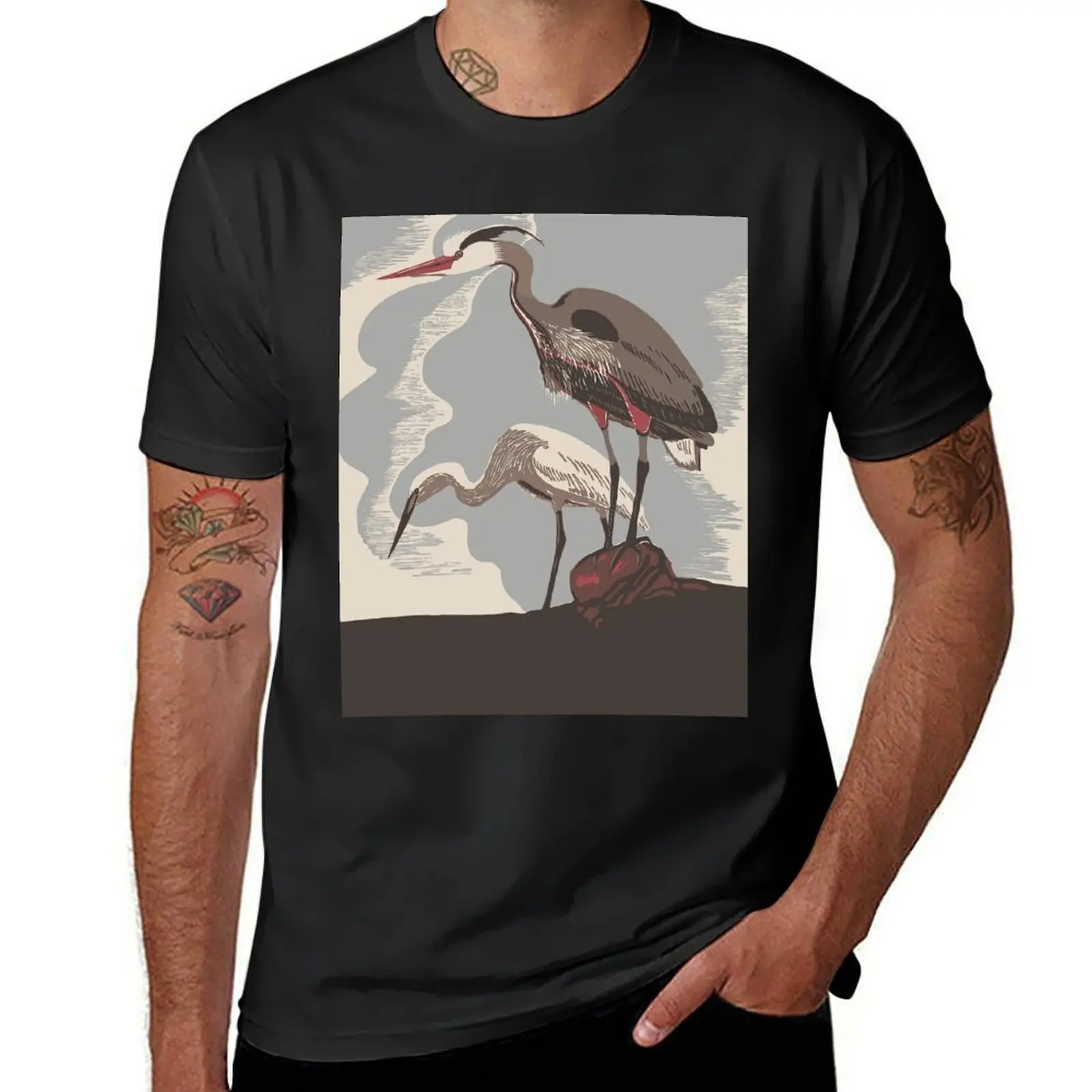 Storks through the Ages T-Shirt funnys korean fashion customs sweat Men's clothing