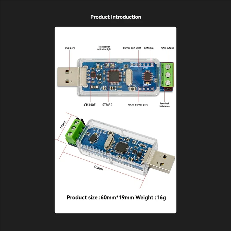 

Адаптер модуля связи USB-CAN Canbus с встроенным трансивером CAN TJA1051T-USB-интерфейсом анализатора CAN