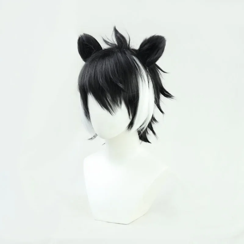 Kageyama Shien Cosplay Wig Vtuber Youtuber Black White Short Anime Synthetic Hair Halloween Carnival Party Role Play + Wig Cap