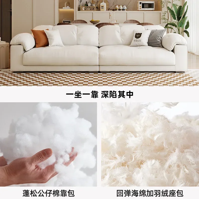 Nordic Leather Cream Sofa Easy Installation Durable Build Stable Structure Premium Quality Reinforced Frame Modern Design