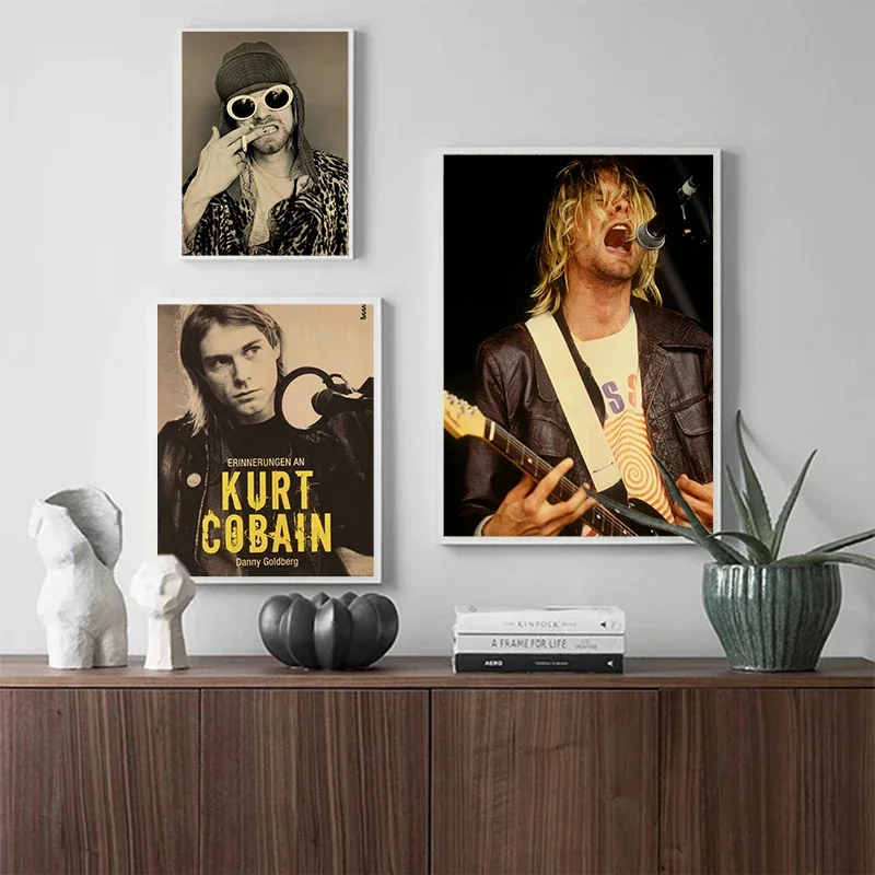 Star Kurt Cobain Poster Canvas Printed Band Music Poster Wall Art Picture Wall Decoration for Home Room Bar Morden Wall Decor