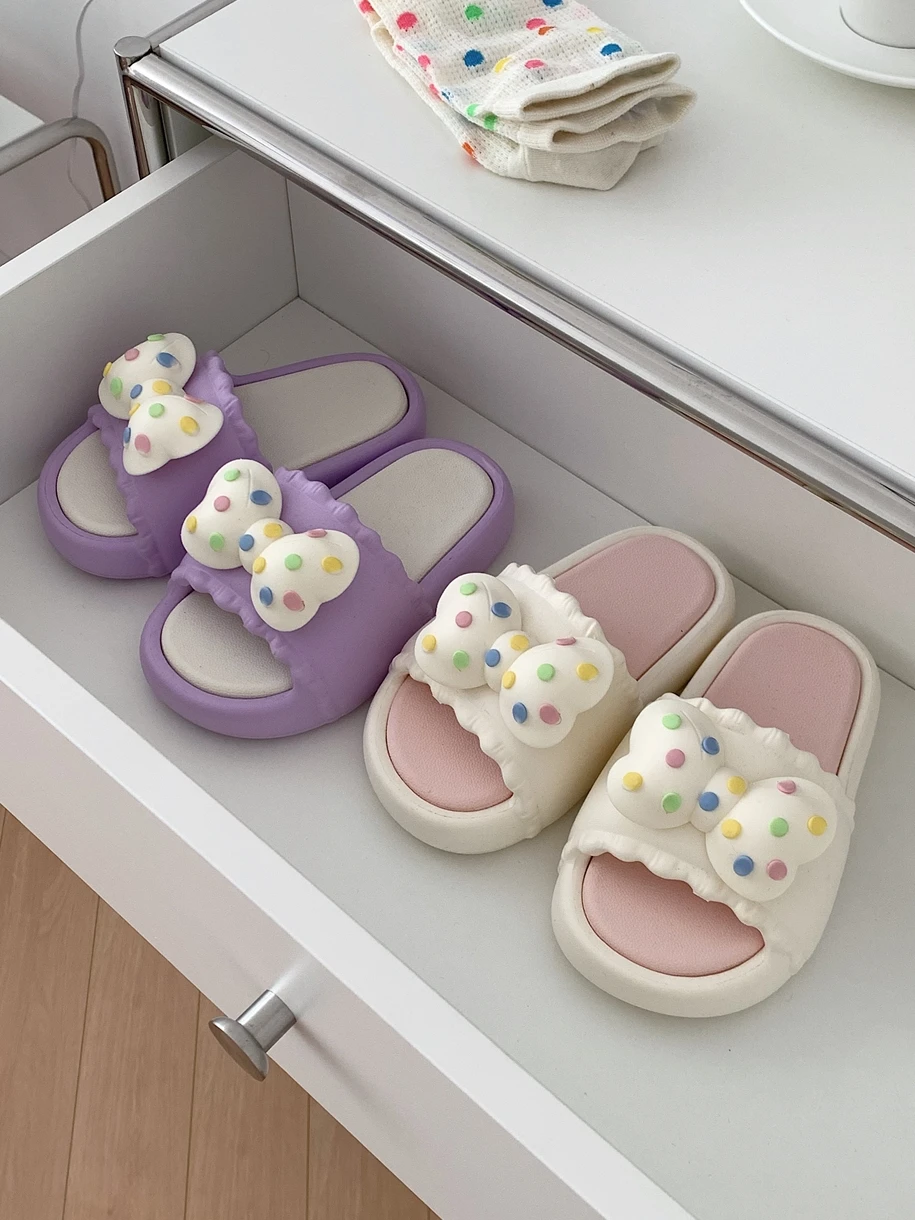 Women Cute Bow Slippers Sandal For Parent-child 2024 Thick Sole Slipper Bow For Summer Children's Slippers For Kids