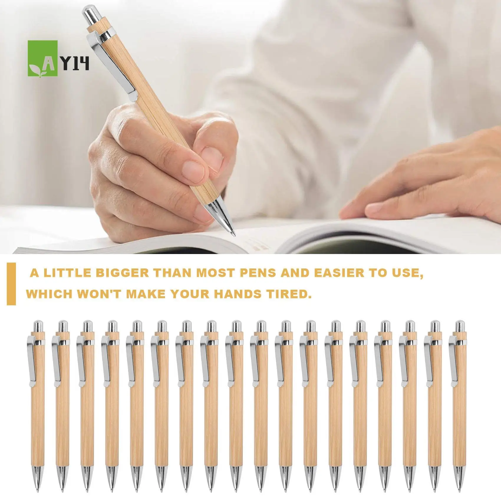 

AY14 -100 Pcs/Lot Bamboo Ballpoint Pen Stylus Contact Pen Office & School Supplies Pens & Writing Supplies Gifts
