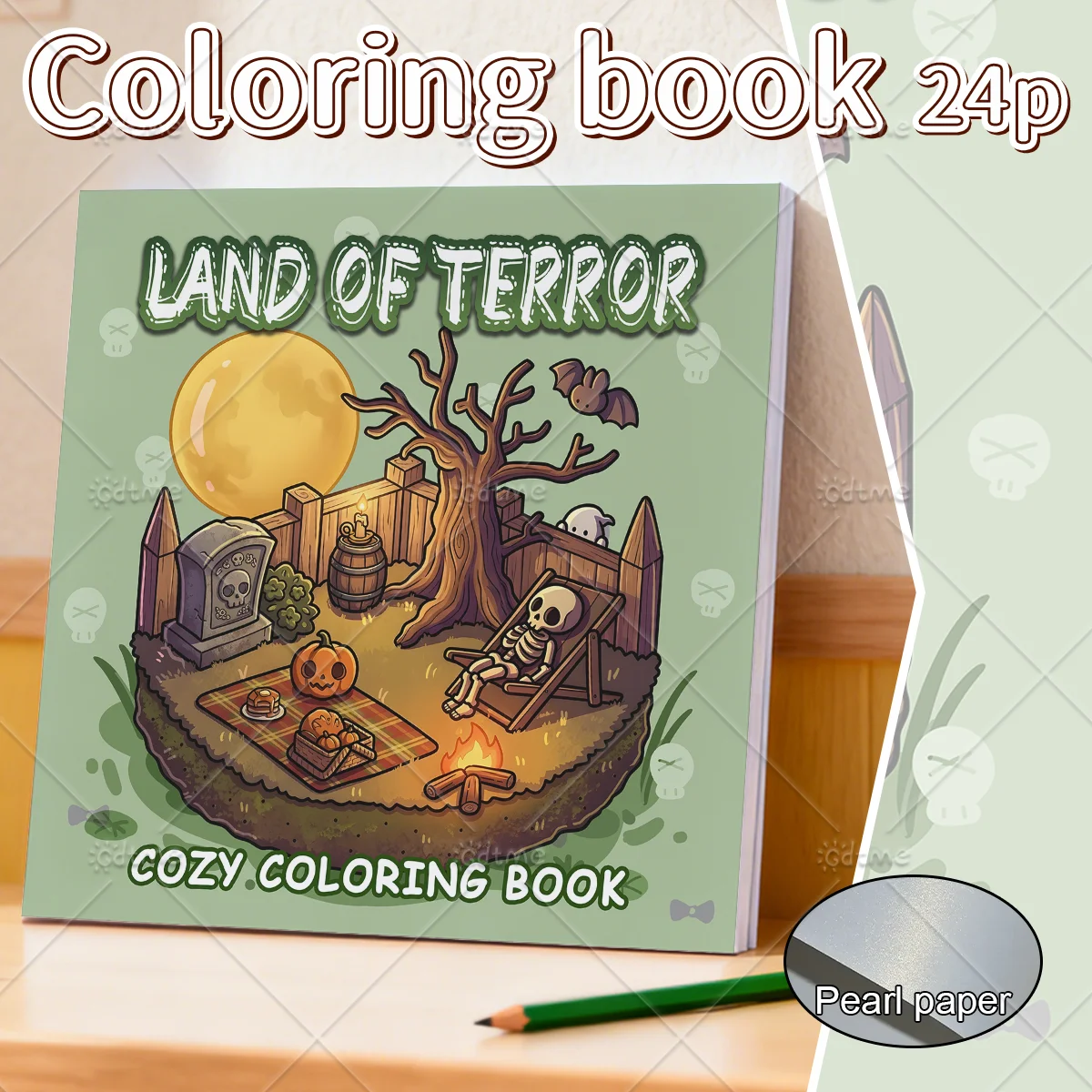Land of Terror Adult Coloring Book, Large Print Cute Dark Fantasy Scenes, Stress Relief Relaxing Art Therapy Drawing Book