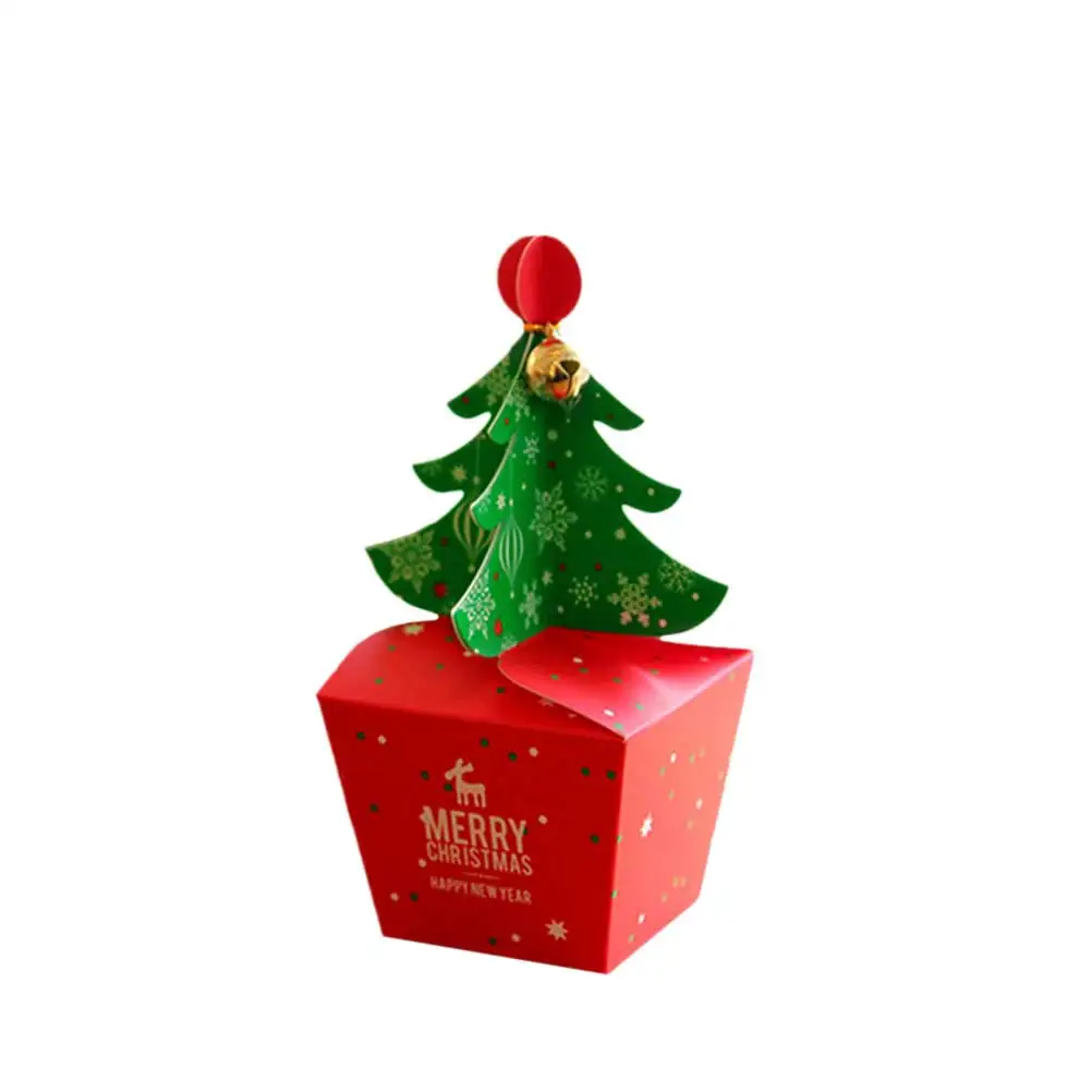 

10pcs Gift Box Christmas Candy Storage Case Xmas Tree Pattern Small Size Eco-Friendly Lightweight Holiday Party Favor Box