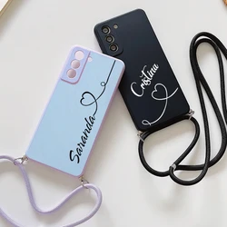 PERSONALISED CUSTOM INITIAL NAME phone Case For huawei P30 P20 P40 lite Pro Necklace Lanyard Rope Matte Cover