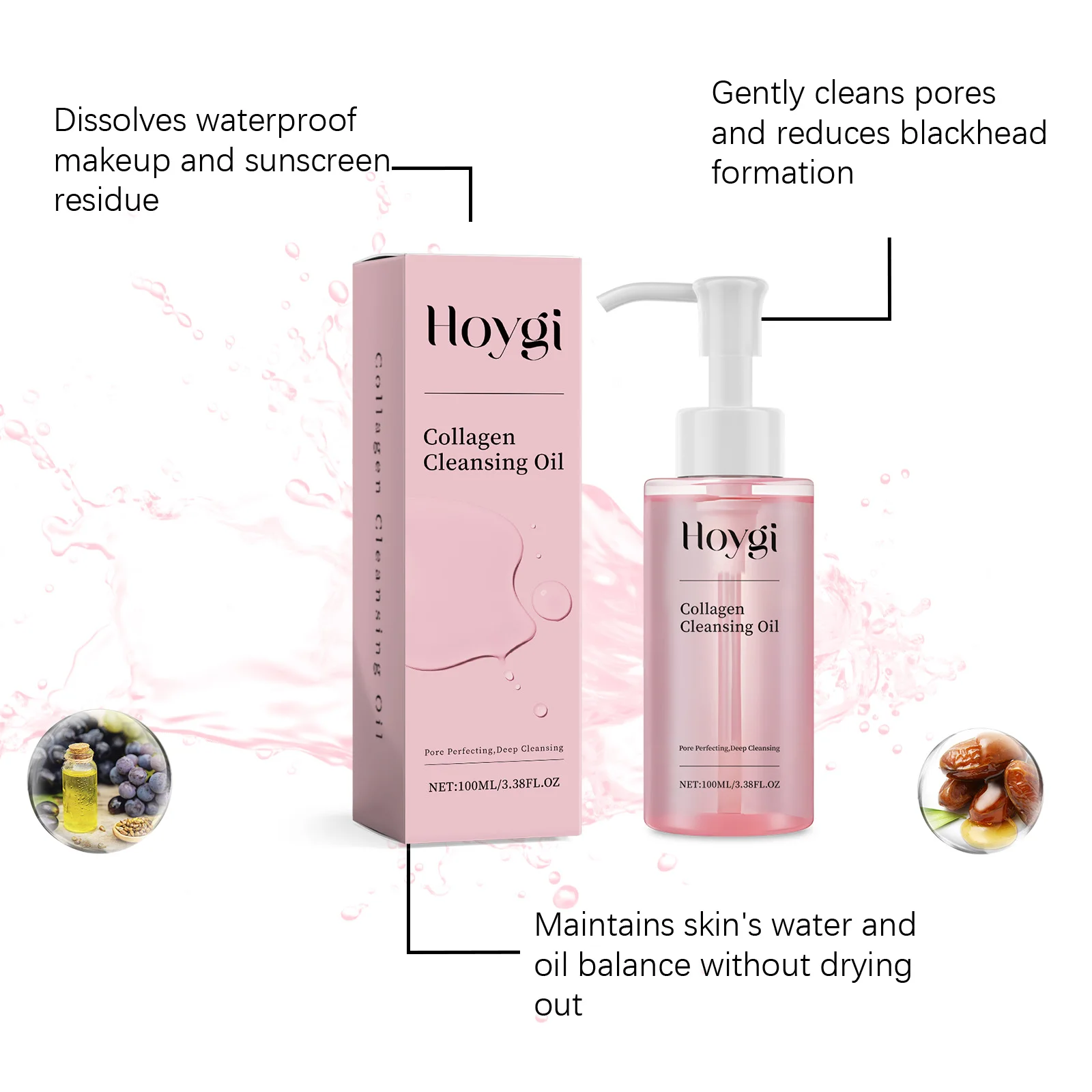 زيت تنظيف الكولاجين - زيت تنظيف يومي لطيف مع زيت بذور الجوجوبا، لاستحلاب المكياج #2