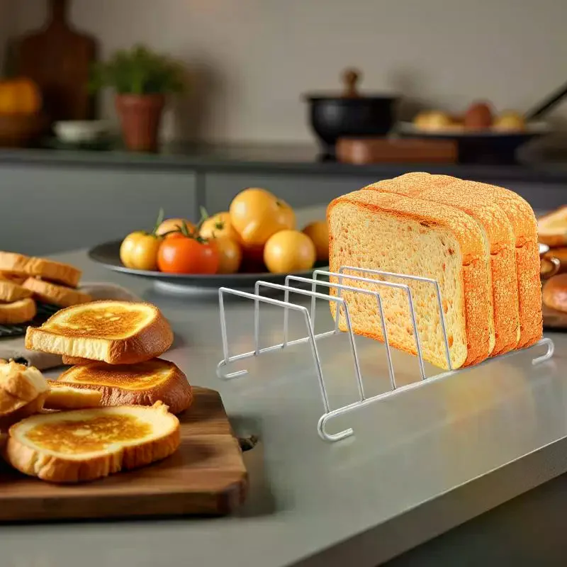 Stainless Steel Toast And Bread Rack 8 Slots Rectangle Food Display Tool For Air Fryer Accessories