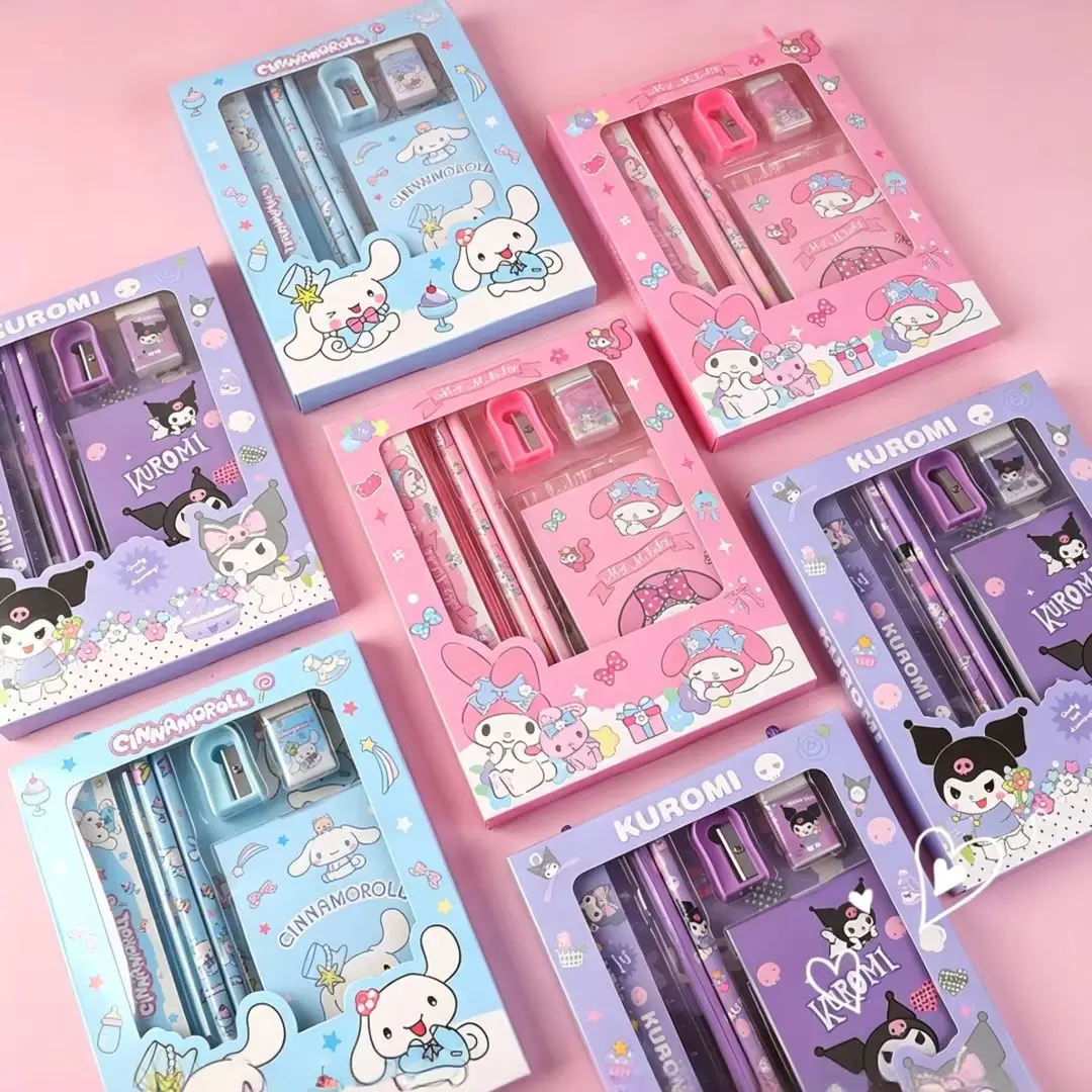 Set Regalo di Cancelleria Sanrio, Confezione Regalo per il Ritorno a Scuola, Set di Cancelleria per Studenti e Bambini, Regalo Premio, Set da 6 Pezzi