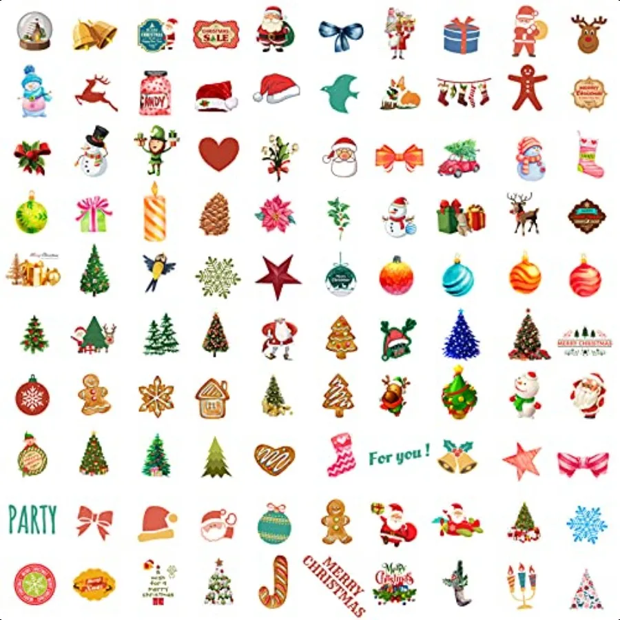 100PCS Christmas Theme Stickers NonRepeating Vinyl Waterproof Holiday Stickers Holiday Gifts for and Teens Xmas Party Favorite