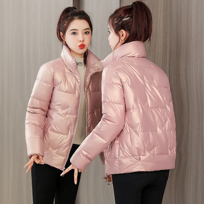 Winter Women Jacket 2022 New Fashion Glossy Cotton Padded Jacket Female Parkas Loose Short Thick Warm Casual Ladies Outwear