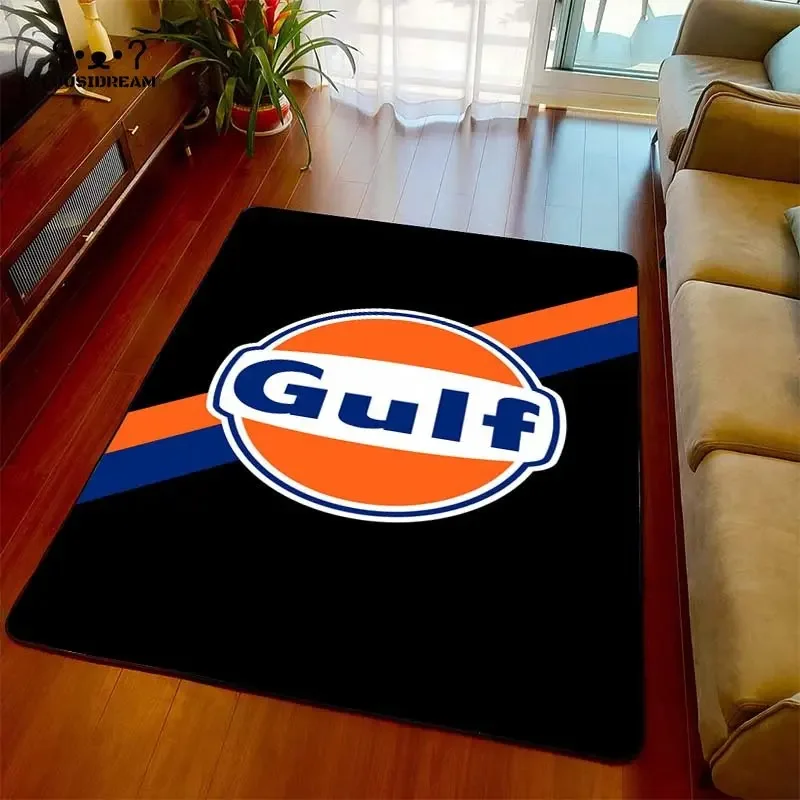 Gulf Racing Carpet and Rug Gulf Pin Up Square Garage Living Room Bedroom Large Area Rug Home Room Floor Mat Christmas Gift