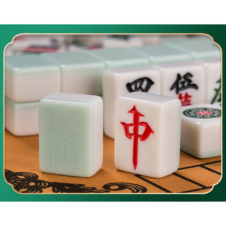 

Hot Mahjong set 40mm High Quality Mahjong Games Home Games 144pcs mahjong tiles Chinese Funny Family Table Board Game MJ01