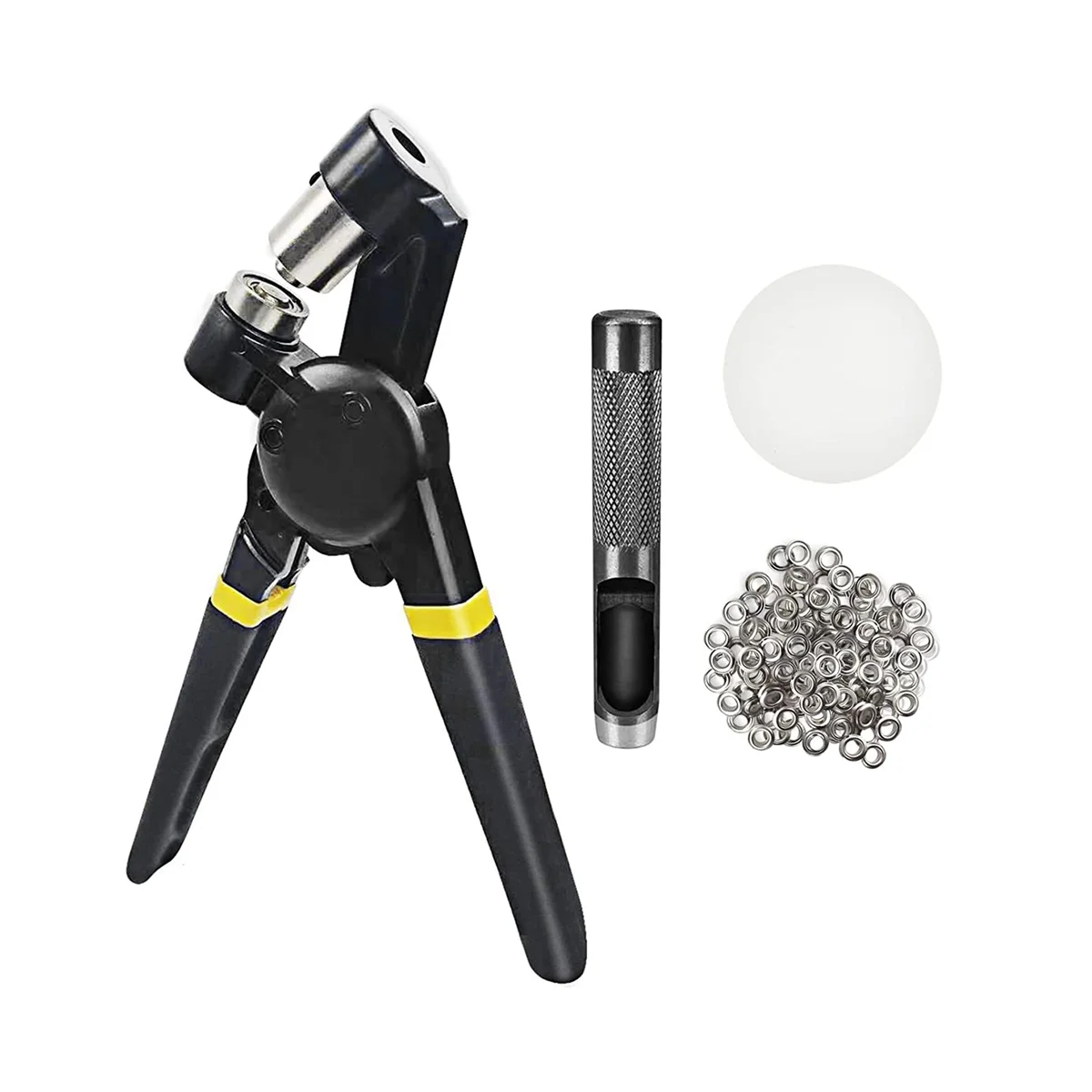

Grommet Tool Kit Press Pliers 3/8 Inch (10mm) Hole Punch Manual Kits Handheld Small Hole Machine with Silver Grommets