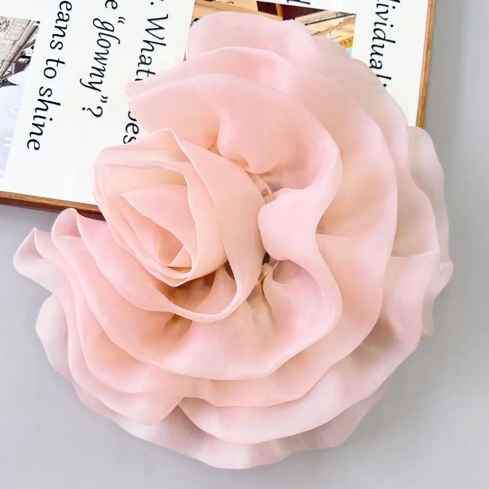 Parche de flor grande de Organza multicapa, flor en el pecho, parche de ropa 3D, broche hecho a mano, accesorios, apliques de ropa, costura