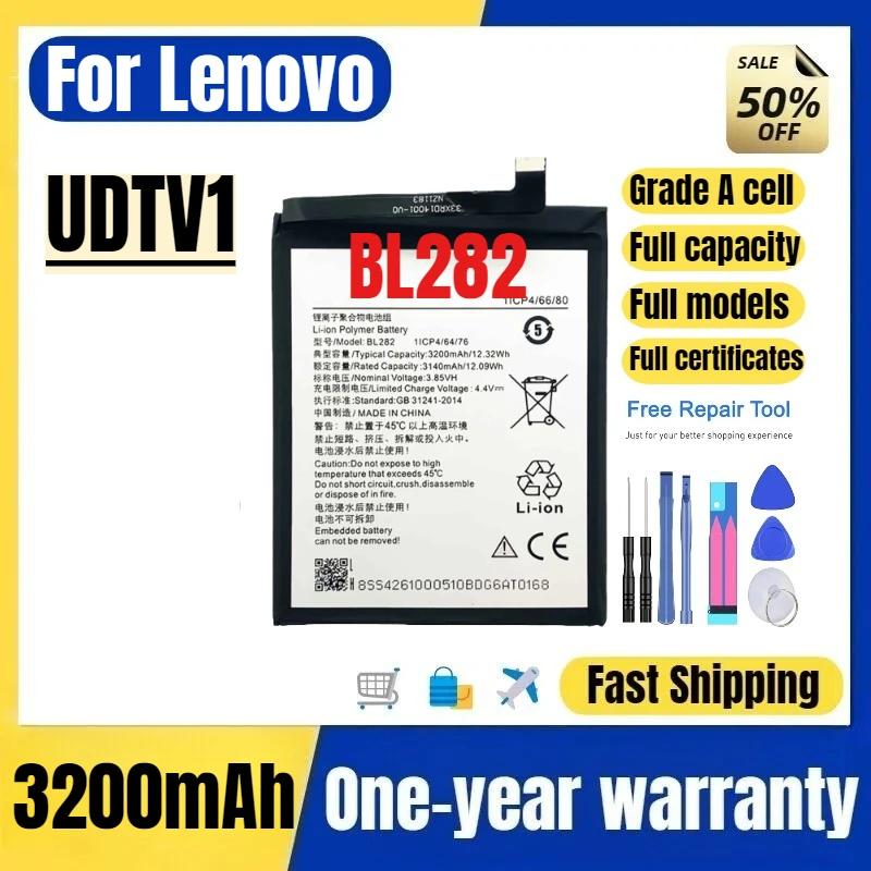 

BL282 for Lenovo UDTV1 Mobile Phone Battery High Quality High Capacity Battery Replacement Bateria Grade A Cell with Tools