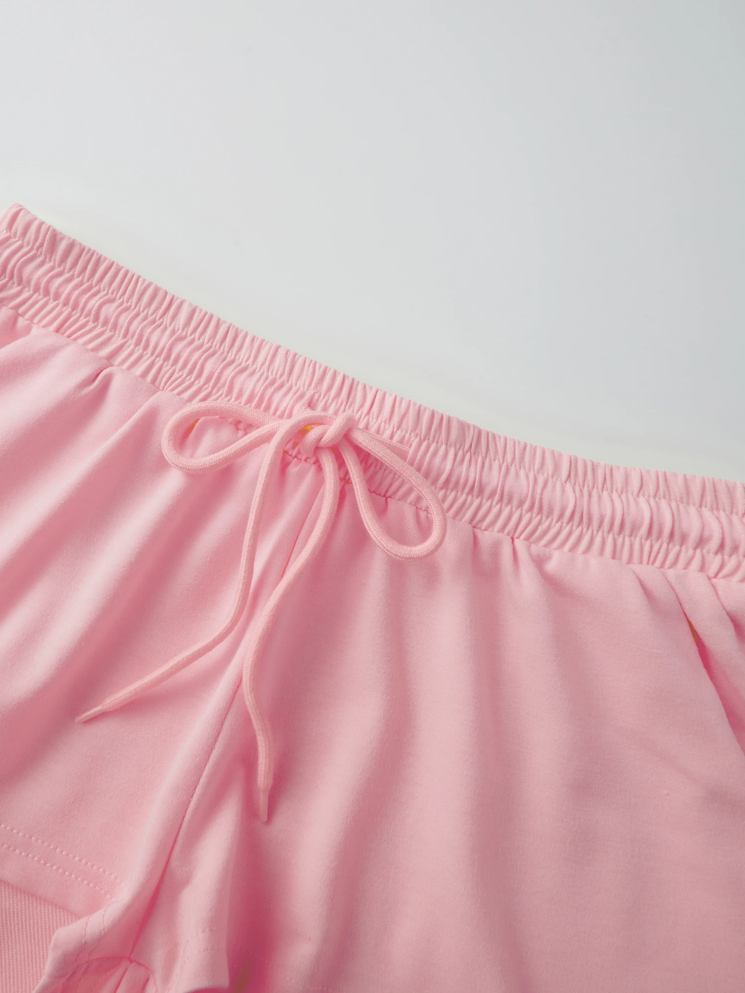 Conjunto de 2 piezas para mujer con hombros descubiertos, manga larga, color sólido, tops y pantalones cortos