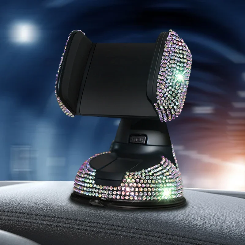 Hot Diamond Inlay Car Phone Holder Stand Universal Dashboard Car Clip Mount GPS Bracket Sucker Cup Support in For All Phones