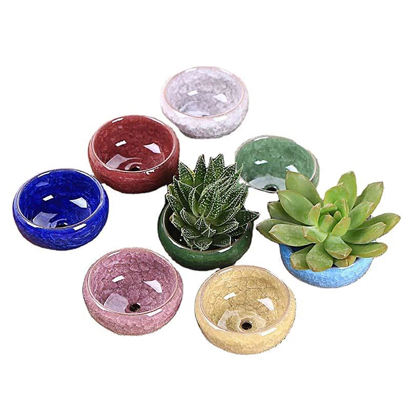1PC Cute Ice-Crack Glaze Flower Ceramics Succulent Planter Mini Plant Pot Garden Flowerpot For Home Office Decor Plant Pot