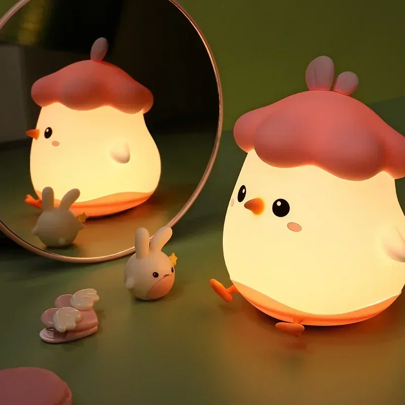 Luce notturna di pollo vegetale decorazione domestica creativa ricarica USB alimentazione notturna comodino lampada a luce notturna temporizzata a tre velocità