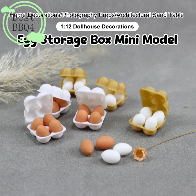 (BBQ4)Miniature Egg Tray Egg Box 1:12 Dollhouse Simulation Eggs Dollhouse Kitchen Food Decoration Toy Life Scene Accessories