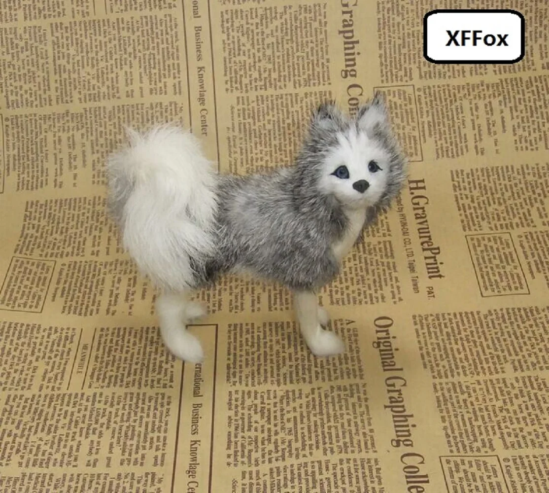 

cute real life standing model plastic&furs small husky dog gift about 13x12cm xf1478