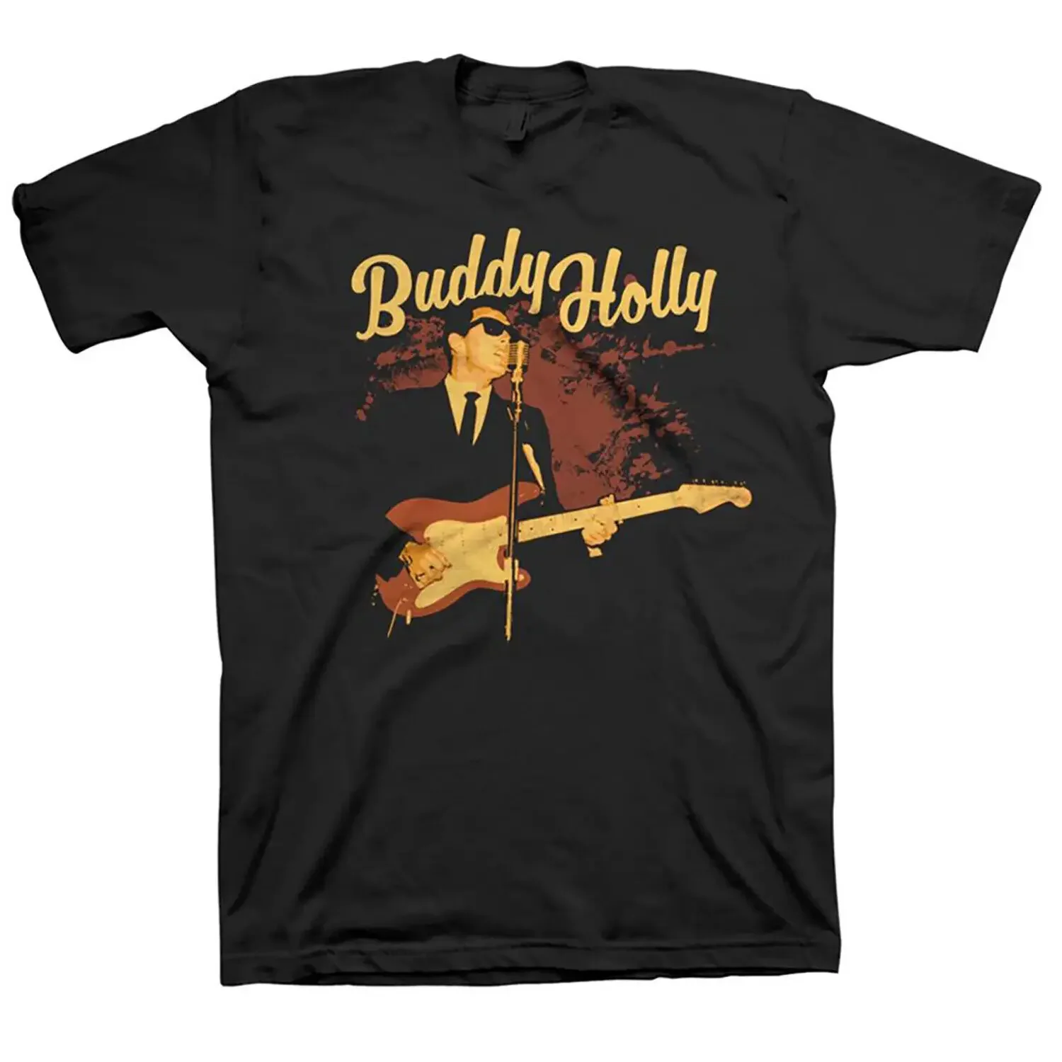 Men'S Buddy Holly Performing T Shirt Large Black