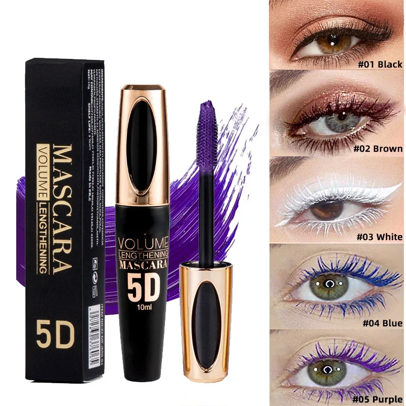 Colorful 5D Volume Mascara Lasting Styling Waterproof Quick Dry Blue Purple Curling Lengthen Long Eyelash Silk Extension Cream