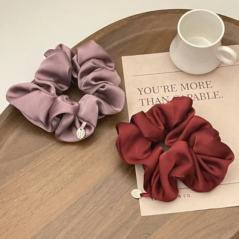 Satin Silk Hair Scrunchies Black Hair Ties for Girl and Women Scrunchie Solid Color Hair Accessories Scrunch Hairclips for Women