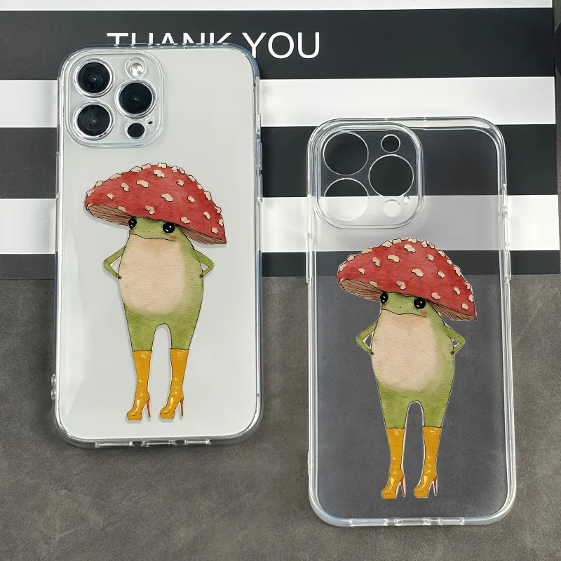 حافظة هاتف بنمط الضفدع مناسبة لهاتف آيفون 17 16 15 14 13 12 11 Pro/ Max/Plus حافظة ناعمة شفافة مضادة للسقوط #3