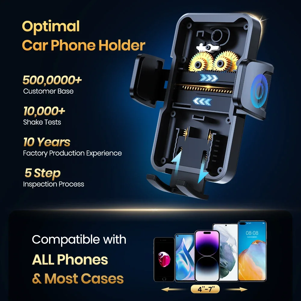 TOPK Universal Car Phone Holder Mount, Car Phone Mount for Dashboard and Windshield, Phone Holder Car with 360° Rotation