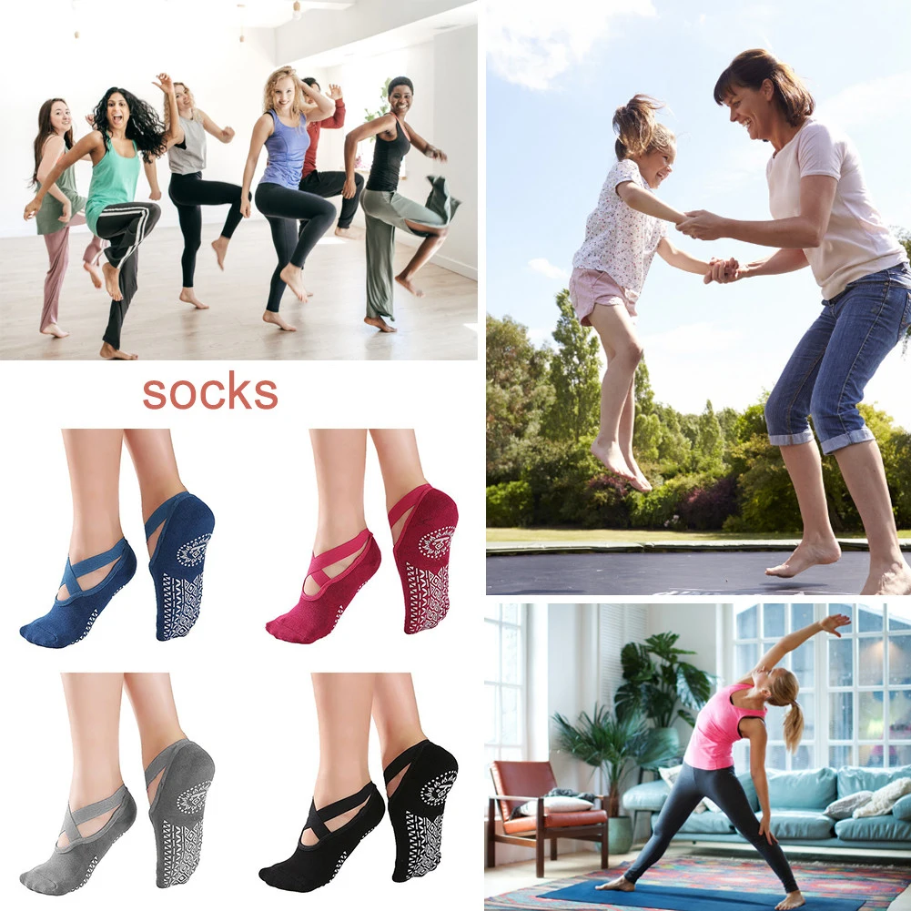 Women Yoga Socks Silicone Pilates Barre Socks Fitness Sport Sock Sports Dance Slippers With Grips For Women Girls Supplies