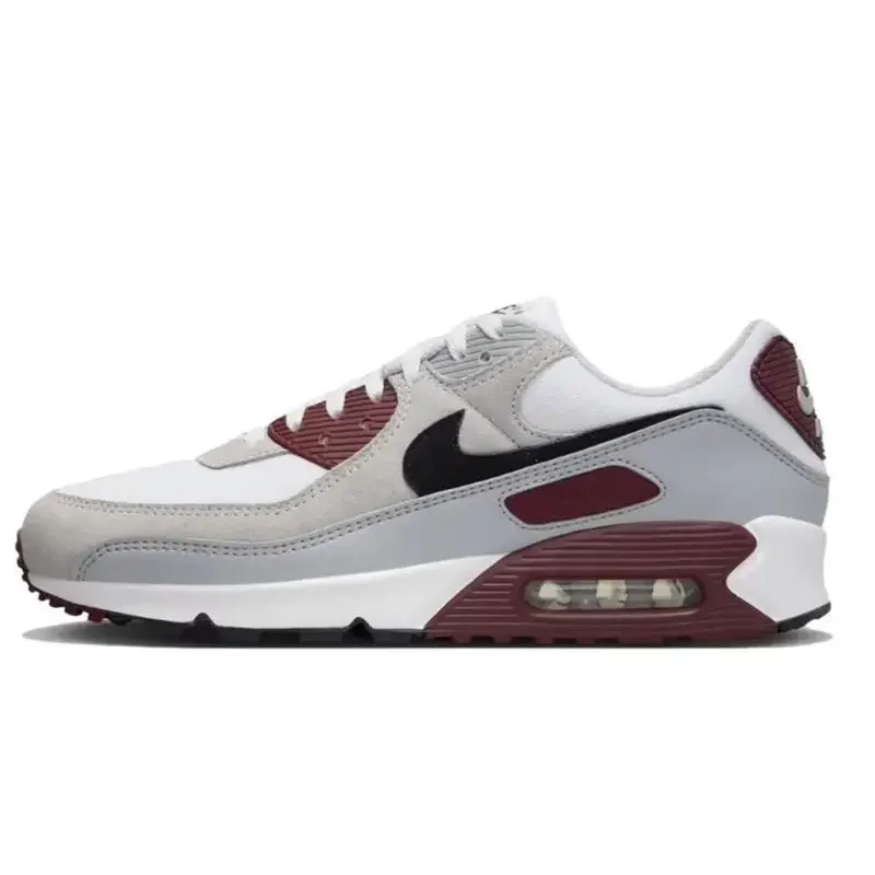 Nike Air Max 90 Mesh Suede Round Toe Lace Up, Durable, Breathable, Low Cut Casual Shoes for Unisex Gray Brown