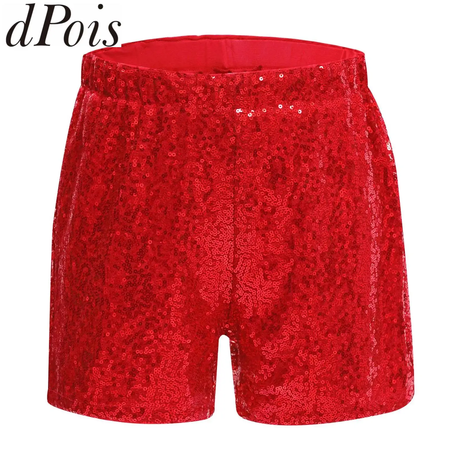 

Детские короткие шорты для джазовых танцев для девочек, шорты-боксеры с блестящими пайетками и эластичным поясом для соревнований по черлидингу в стиле хип-хоп