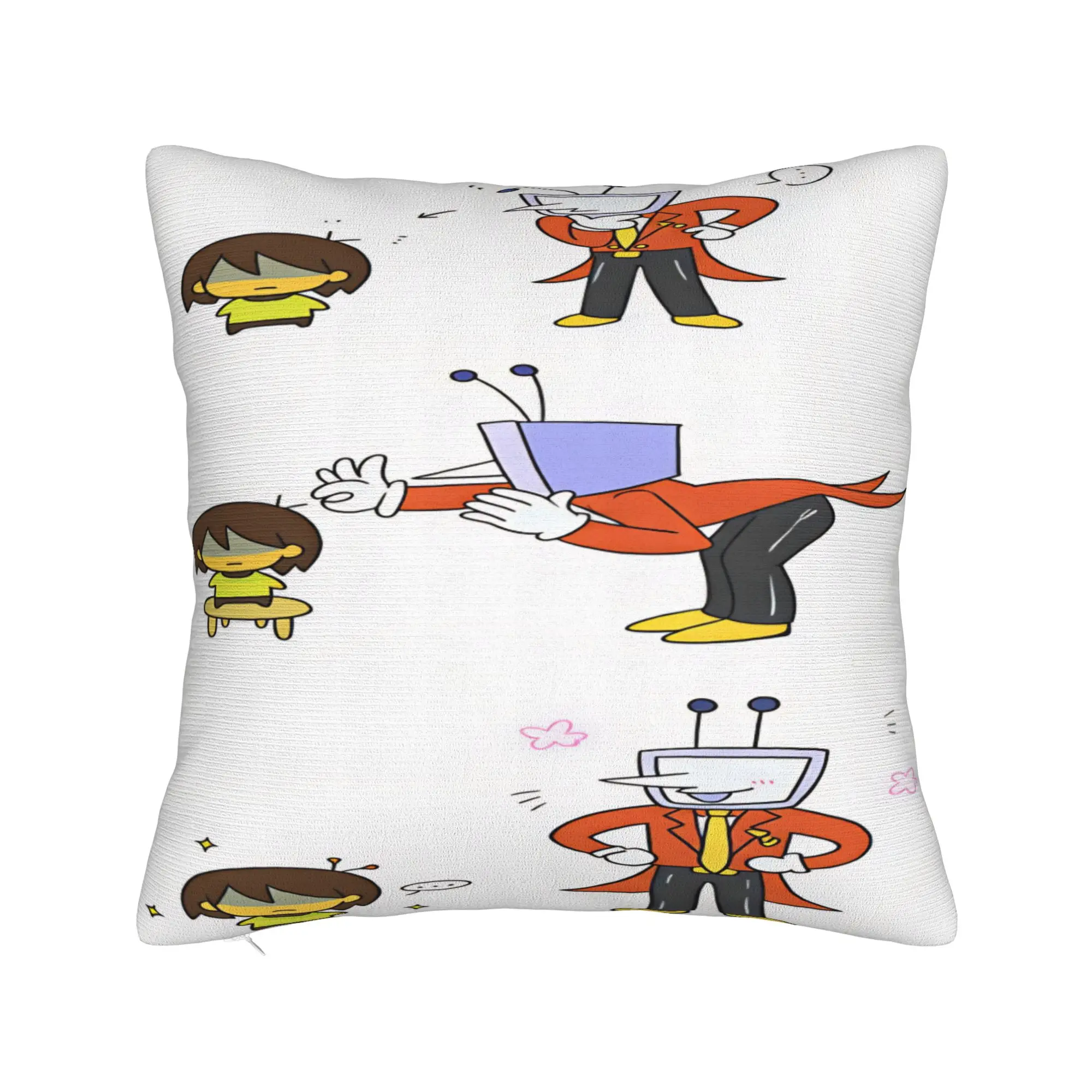 Pillow Case Deltarune Kris TV Man Cute Comic Strip Comfy  Pillow Cover For Sofa Home Decoration Novelty Pillowcases