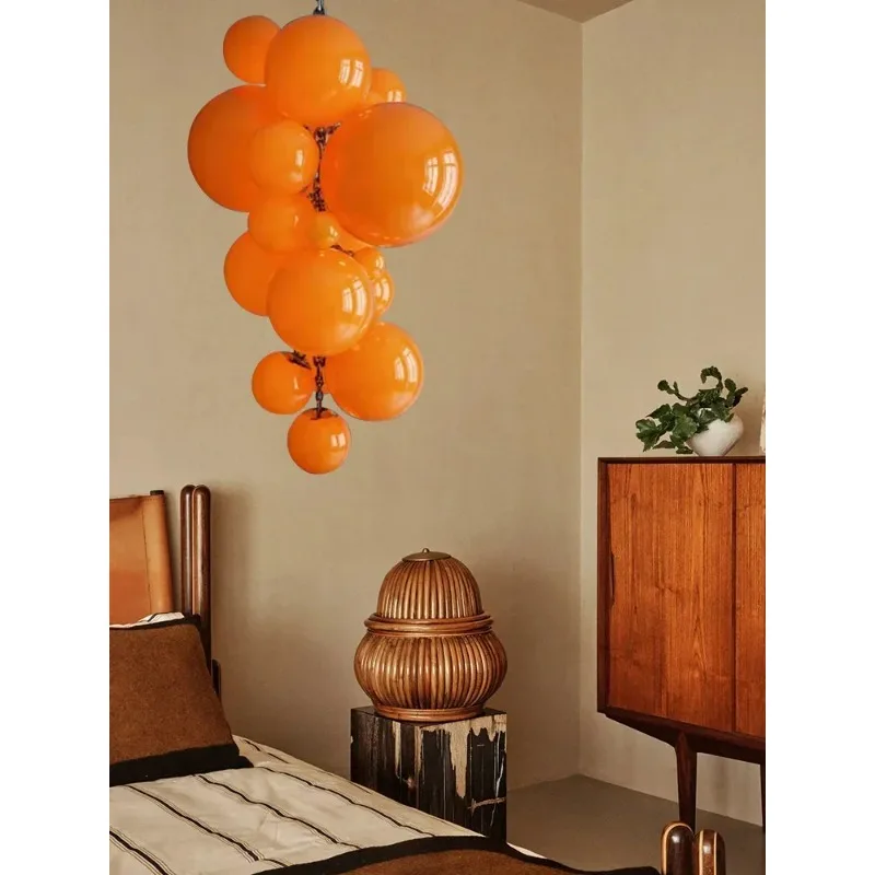 Luxury Modern Grape Orange White Glass LED Pendant Light Bedroom Dining Room Living Room Indoor Hanging Decorative Fixture 2026