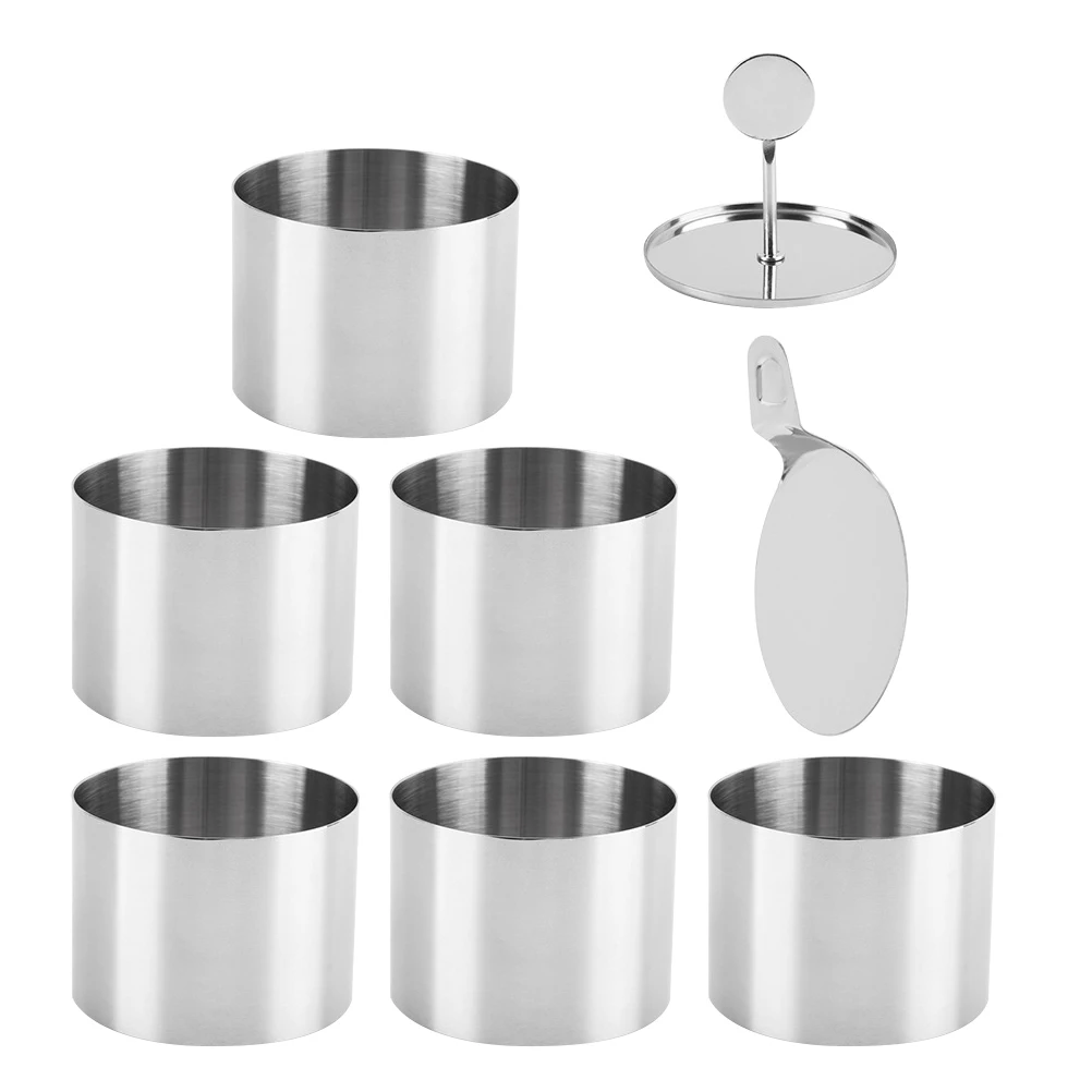 

8 Pieces Cake Mold Stainless Steel Mousse Ring Baking Tool Round Shape Dessert Maker Kitchen Aesthetics Tool DIY Baking