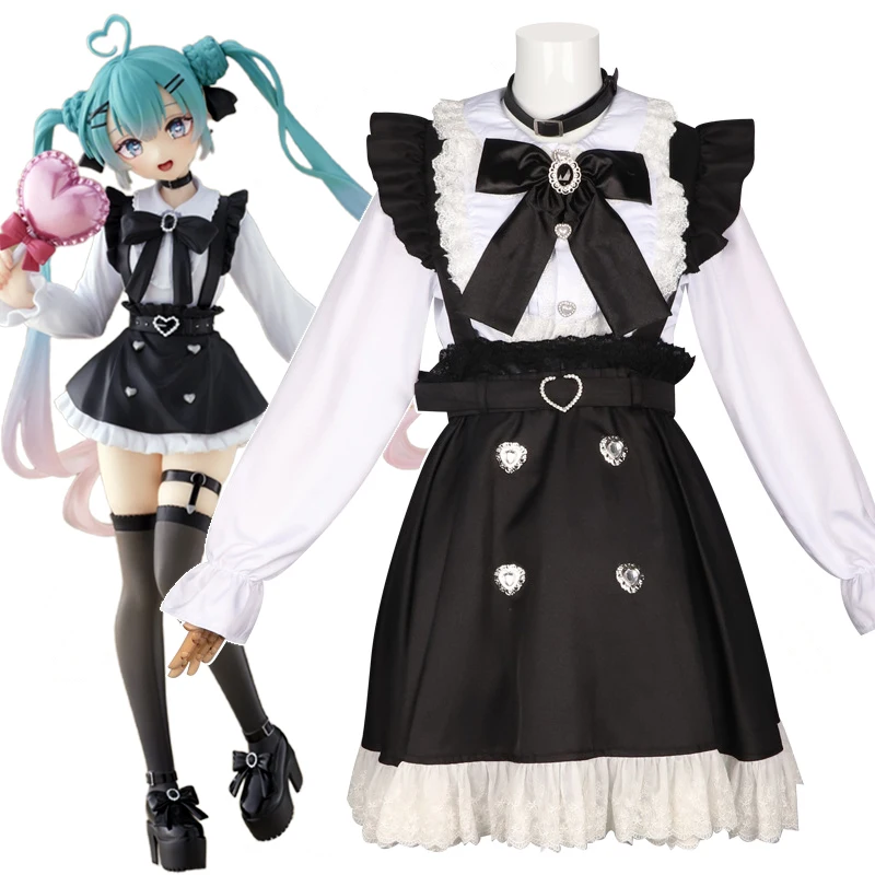 

Dark Miku Cosplay Costumes Black Dress Anime Role Play Uniform Halloween Carnival Party Dressing For Women