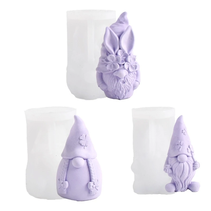 DIY Christmas Gnome Candle Crystal Epoxy Resin Mold Dwarf Chocolate Soap Plaster Ornaments Home Decoration Silicone Mould