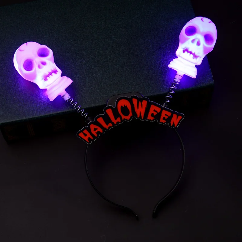 Halloween Pumpkin Headdress Plastic Glowing Headband Led Pumpkin Lights Flashing Hair Band Halloween Party Dress Up Props