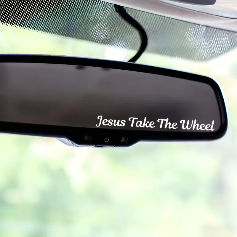 Jesus Take The Wheel Sticker 1PC Christian Quote Matte Vinyl Decal Car Mirror Auto Interior Decor Gift
