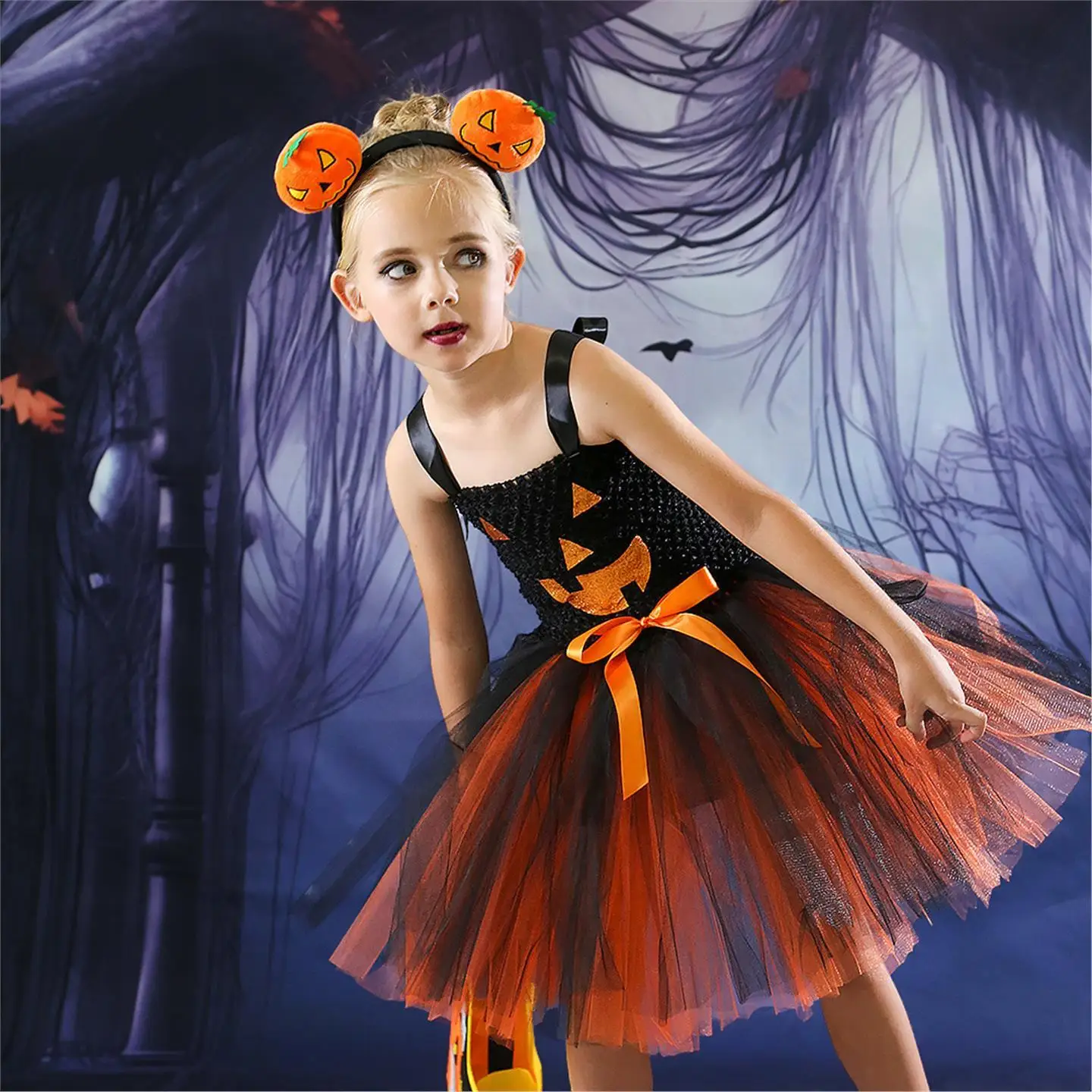 

loween Witch Tulle Skirt Children's Princ Dr Costume Ball Gown Kids' Tutu Skirts Festive Par Wear for Girls