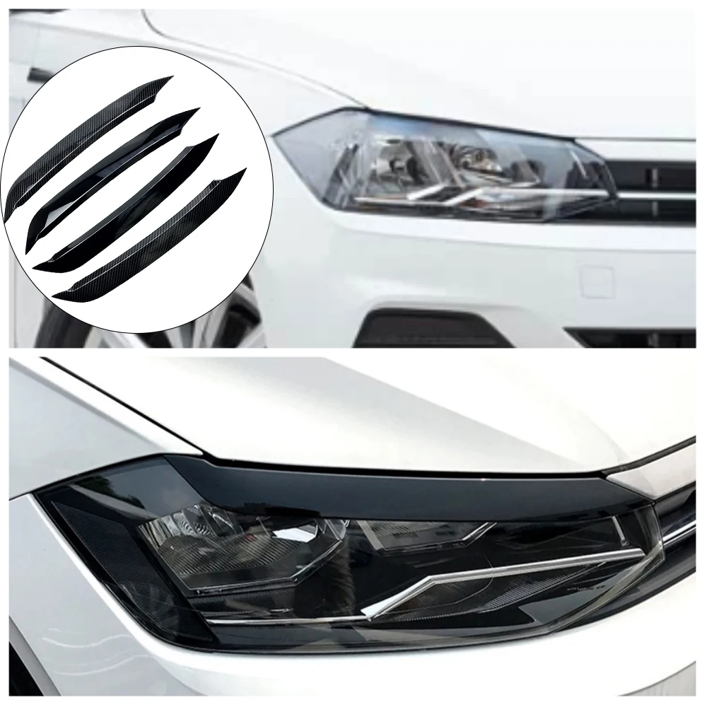

Для VW Polo 2019 2020 автомобильный Стайлинг фара лампа для бровей и век накладка крышка ABS углеродное волокно вид 2 шт. аксессуары