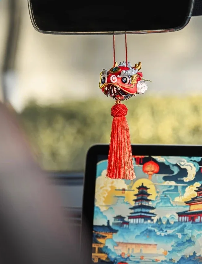 

Red Velvet Mirror Ornament - New Year Luxury Car Air Freshener Gold Plated Scented Hanging Decor for Auto Interior Accessories