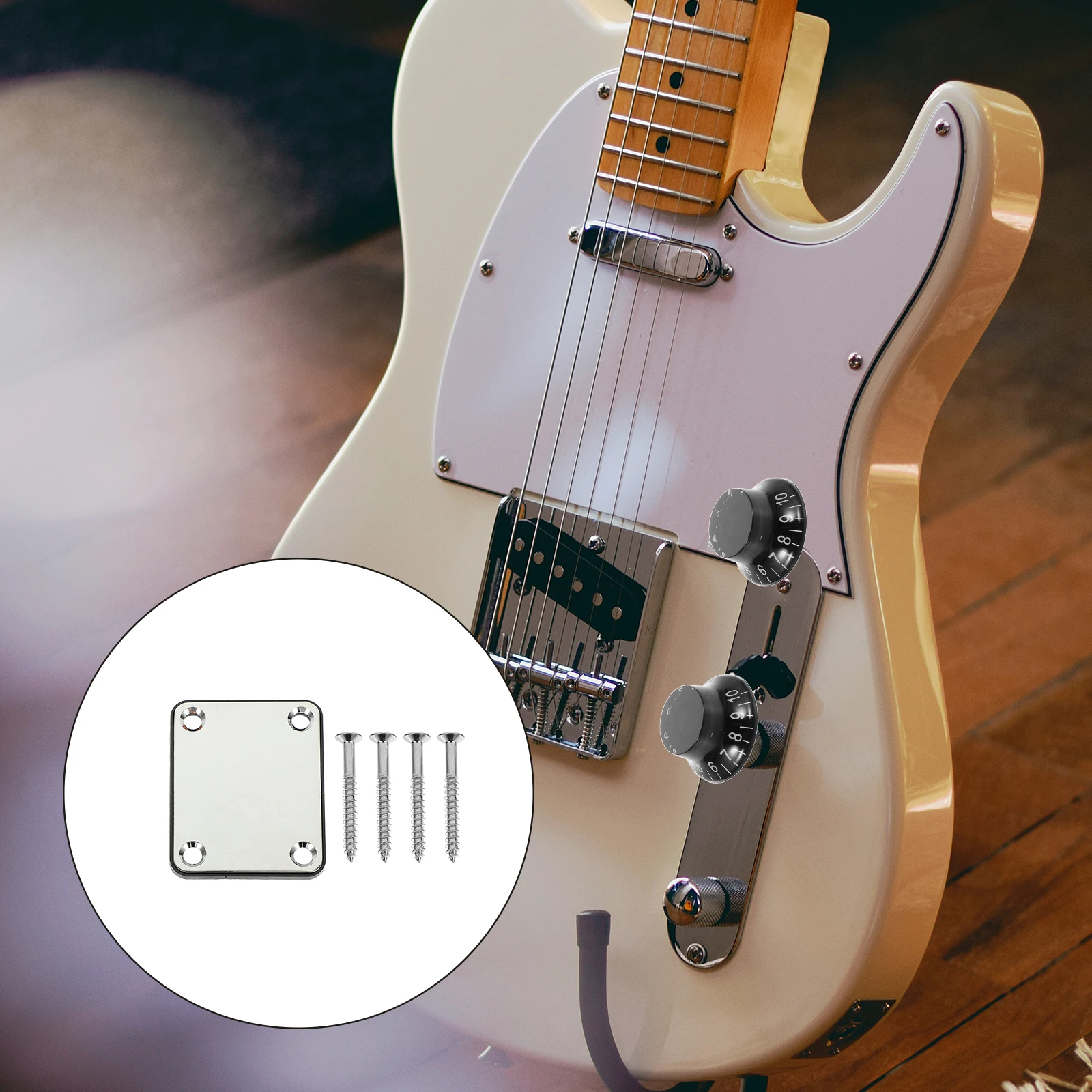 

1Set Metal Guitar Neck Plate Replacement Electric Neck Joint Back Plate Kit Easy Install with Screws Bass Part